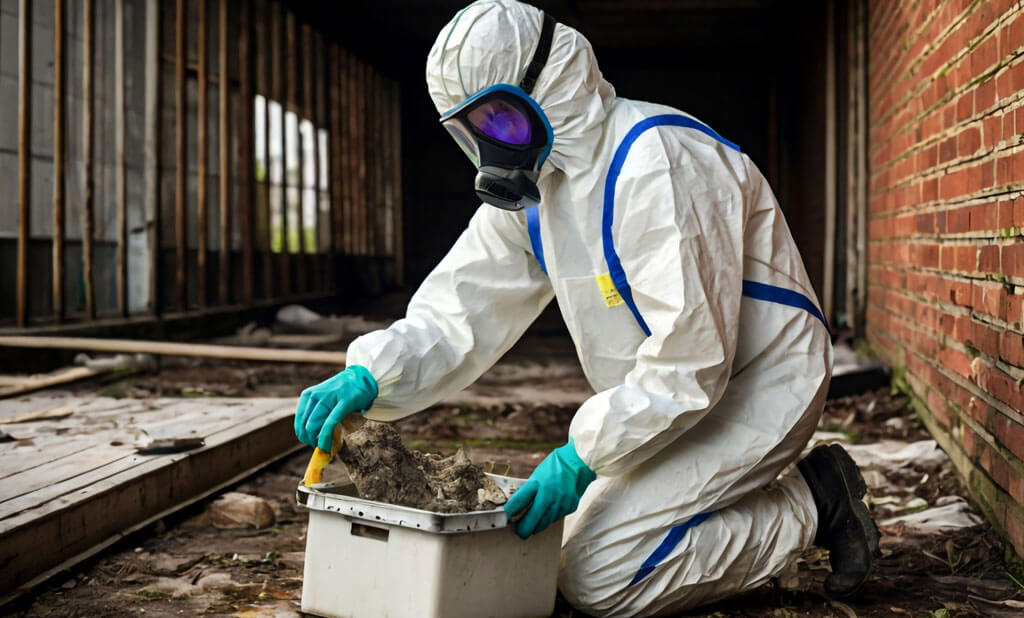 Non-licensed asbestos cement removal from garage roof in London